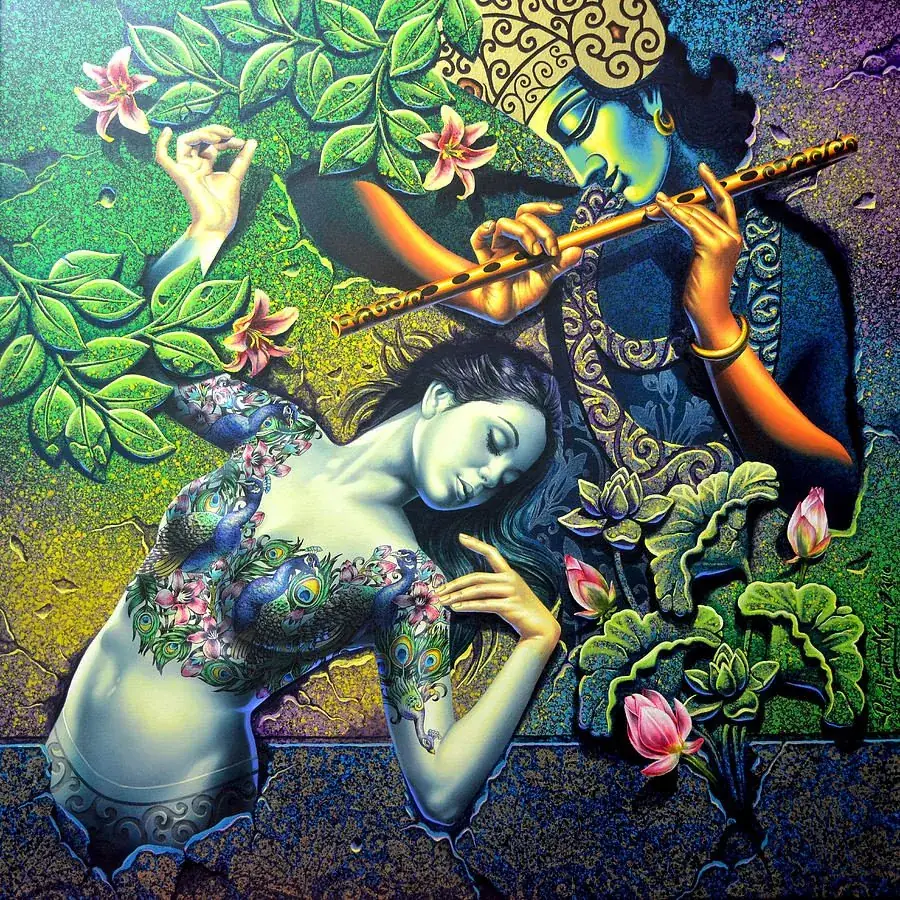 Hindu devotional artwork HIND-106, shown in a lit GRID frame