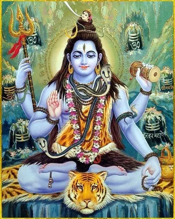 Hindu devotional artwork HIND-113, shown in a lit GRID frame