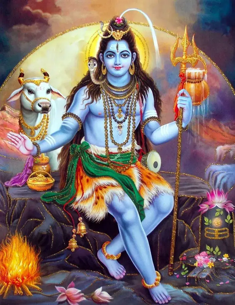 Hindu devotional artwork HIND-115, shown in a lit GRID frame