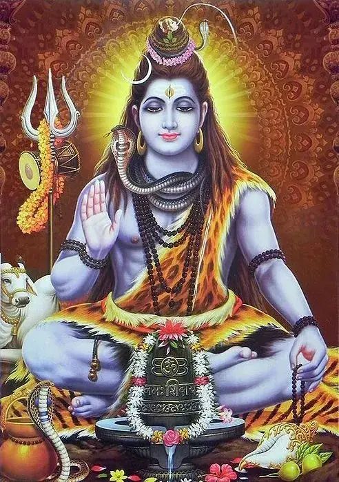 Hindu devotional artwork HIND-122, shown in a lit GRID frame