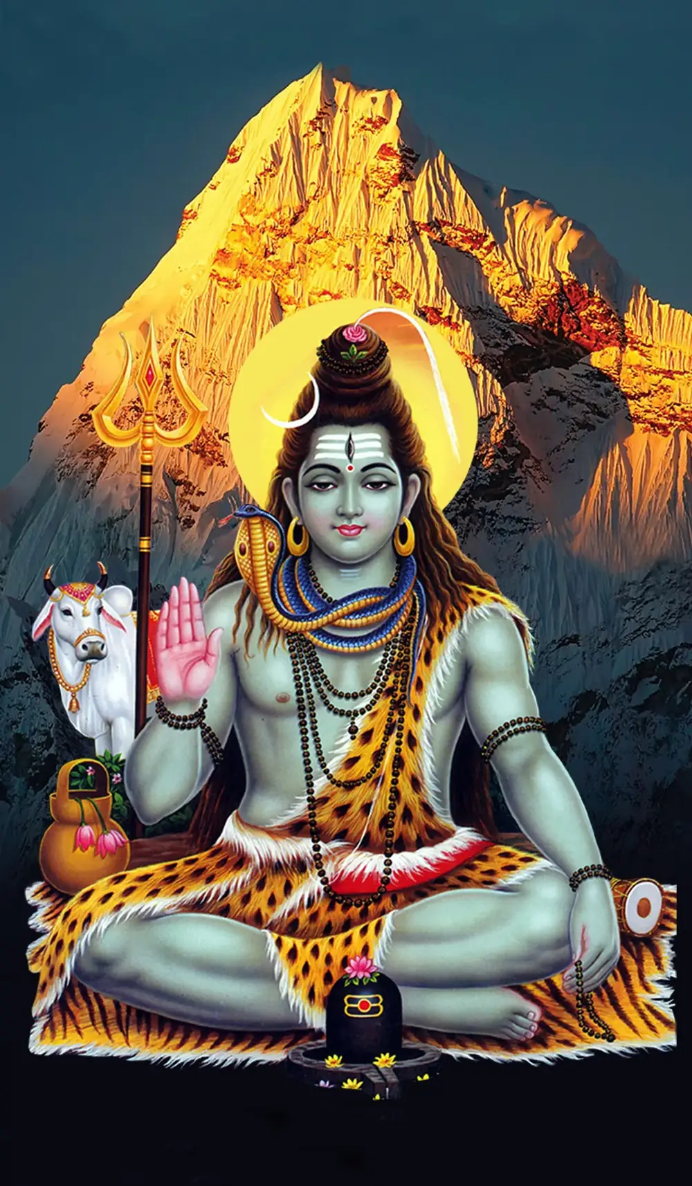 Hindu devotional artwork HIND-126, shown in a lit GRID frame