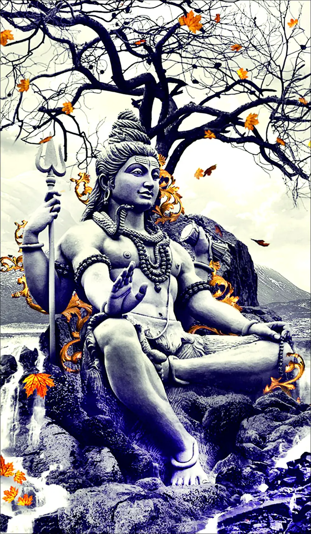 Hindu devotional artwork HIND-127, shown in a lit GRID frame