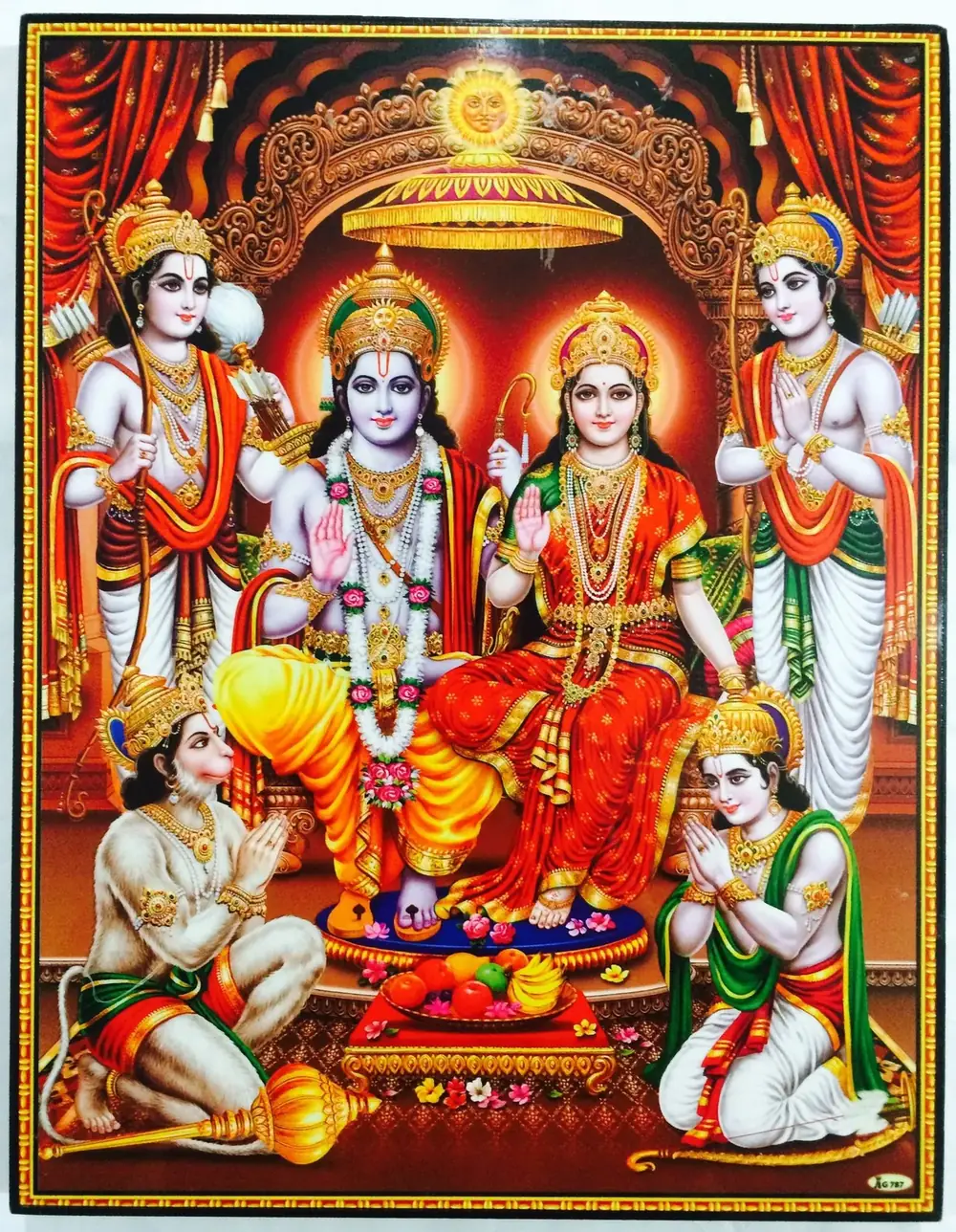 Hindu devotional artwork HIND-129, shown in a lit GRID frame