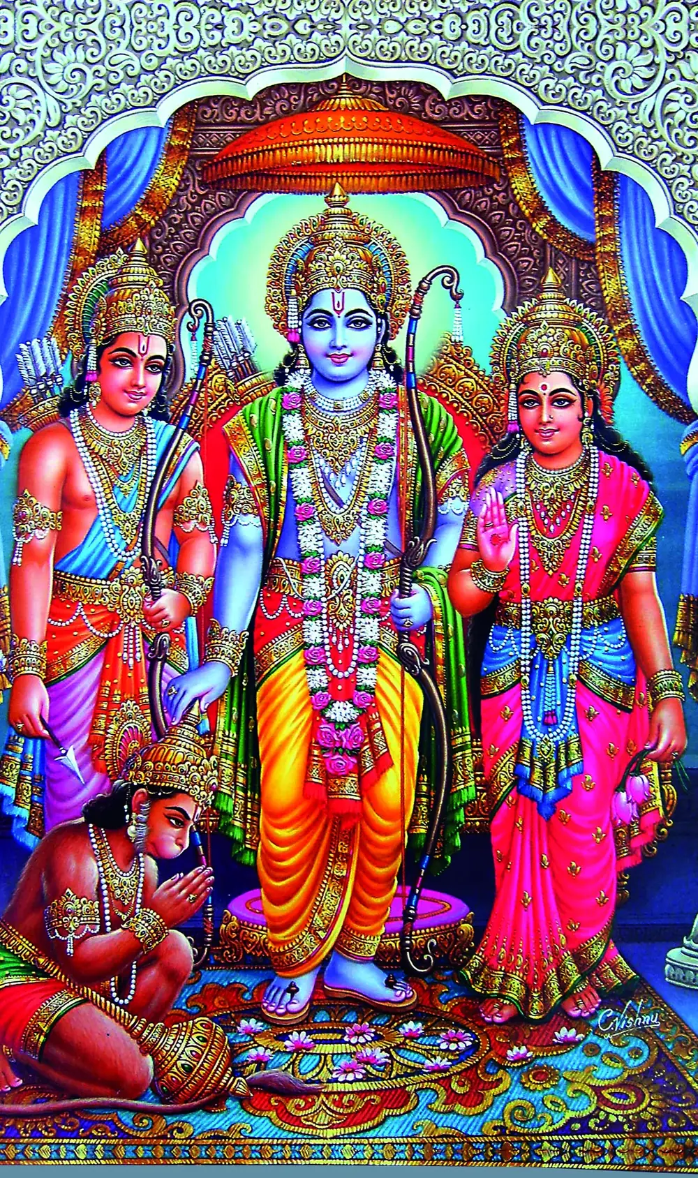 Hindu devotional artwork HIND-134, shown in a lit GRID frame