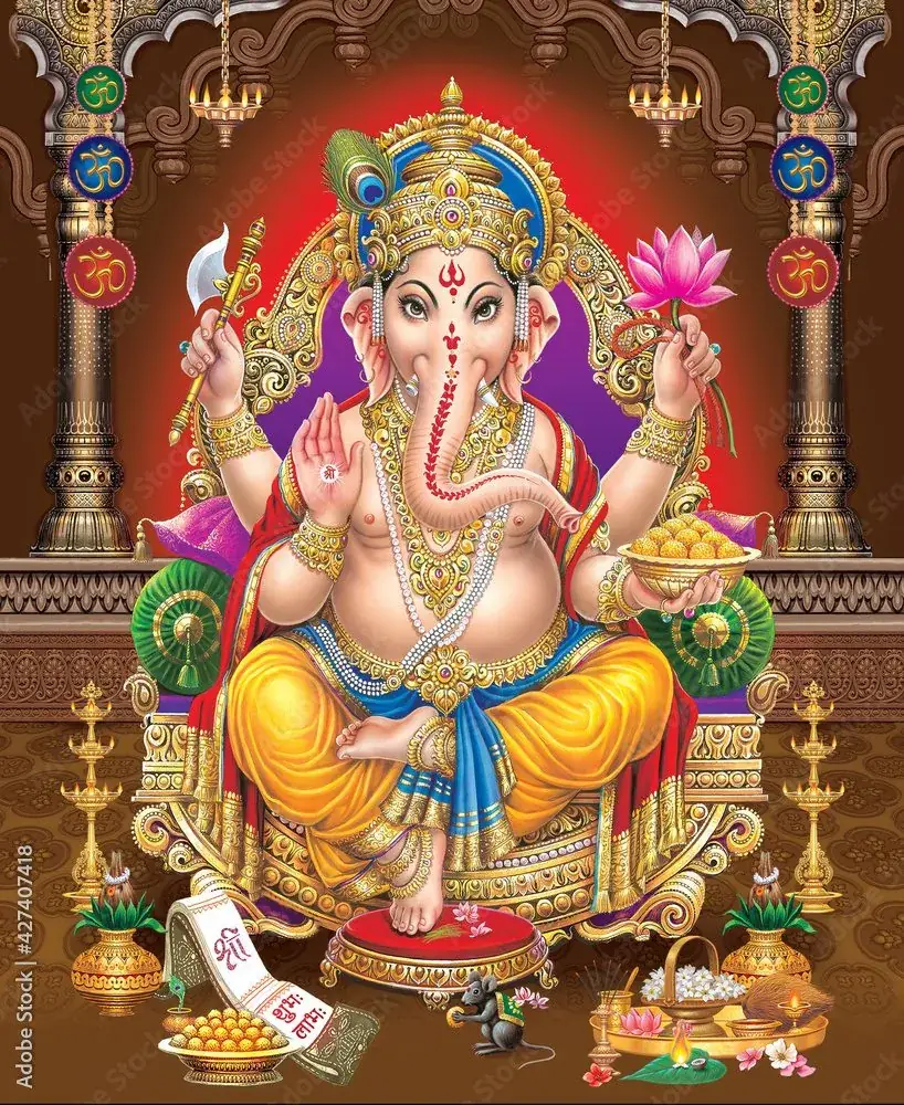 Hindu devotional artwork HIND-14, shown in a lit GRID frame