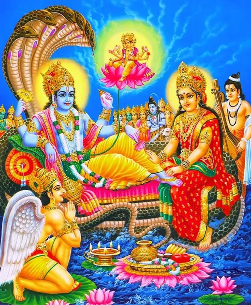 Hindu devotional artwork HIND-143, shown in a lit GRID frame
