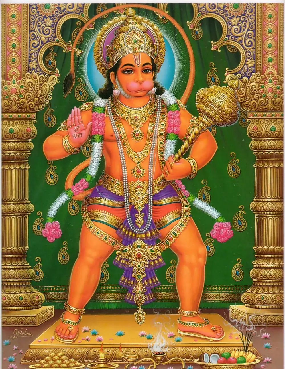Hindu devotional artwork HIND-153, shown in a lit GRID frame