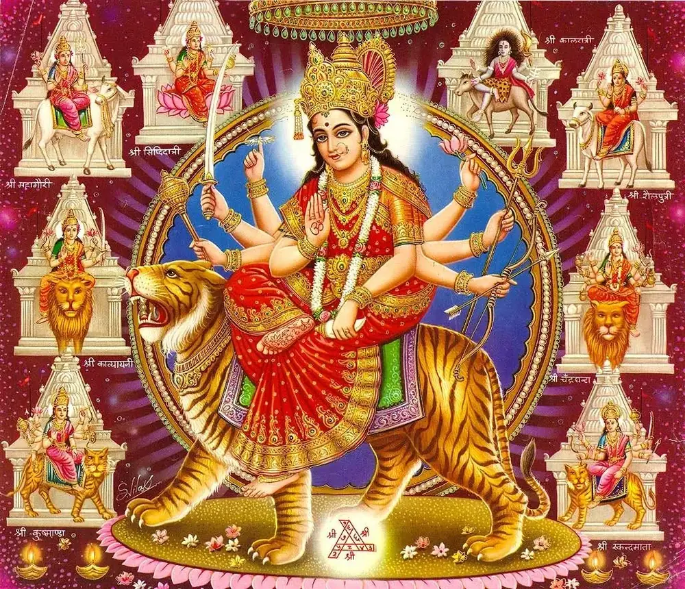 Hindu devotional artwork HIND-170, shown in a lit GRID frame