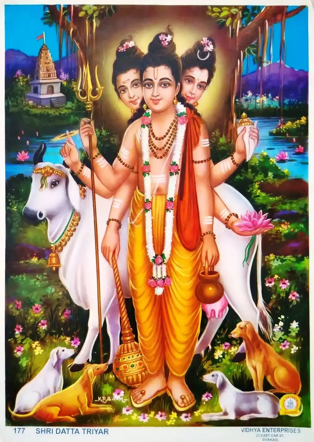 Hindu devotional artwork HIND-182, shown in a lit GRID frame