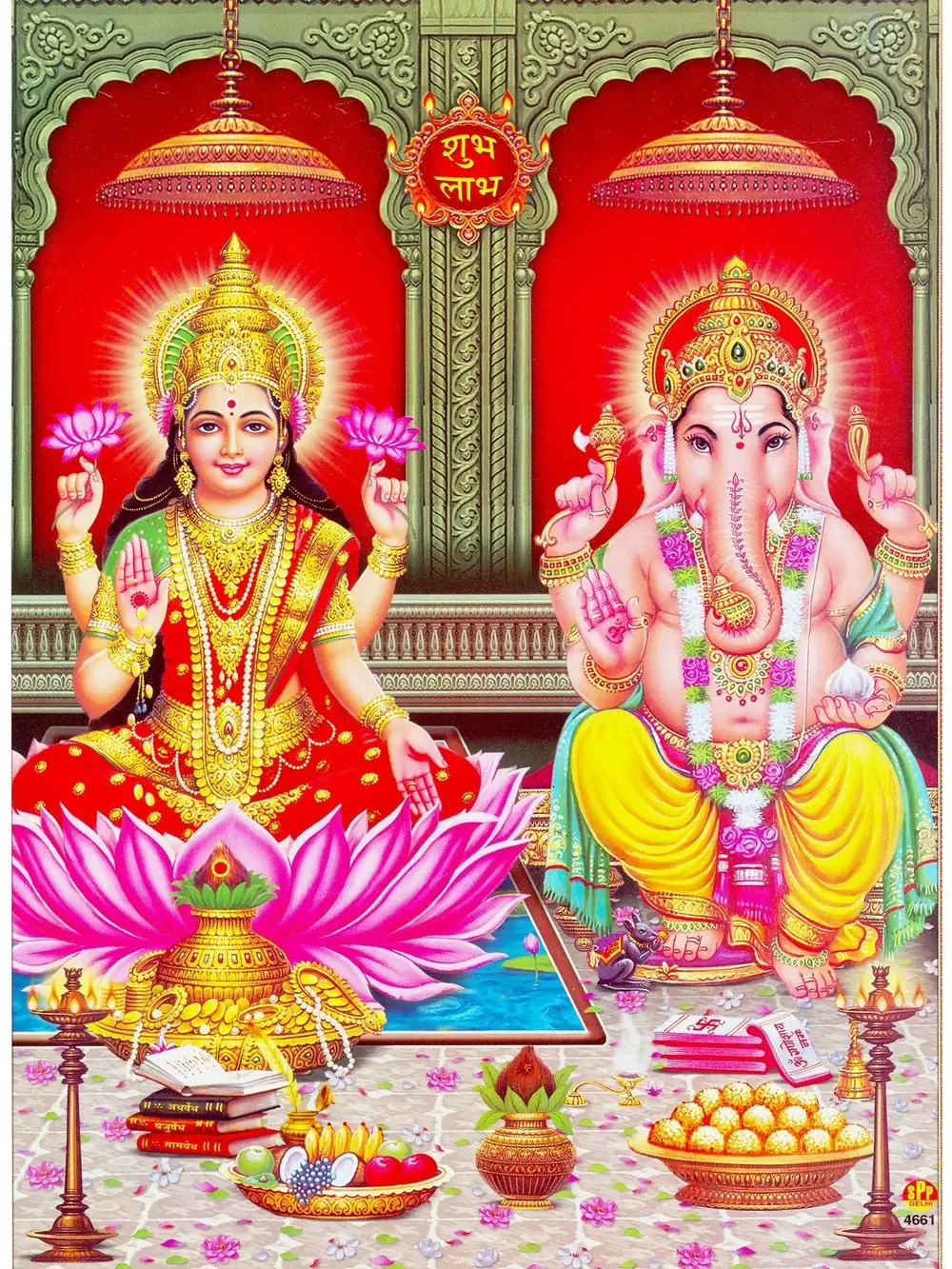 Hindu devotional artwork HIND-193, shown in a lit GRID frame