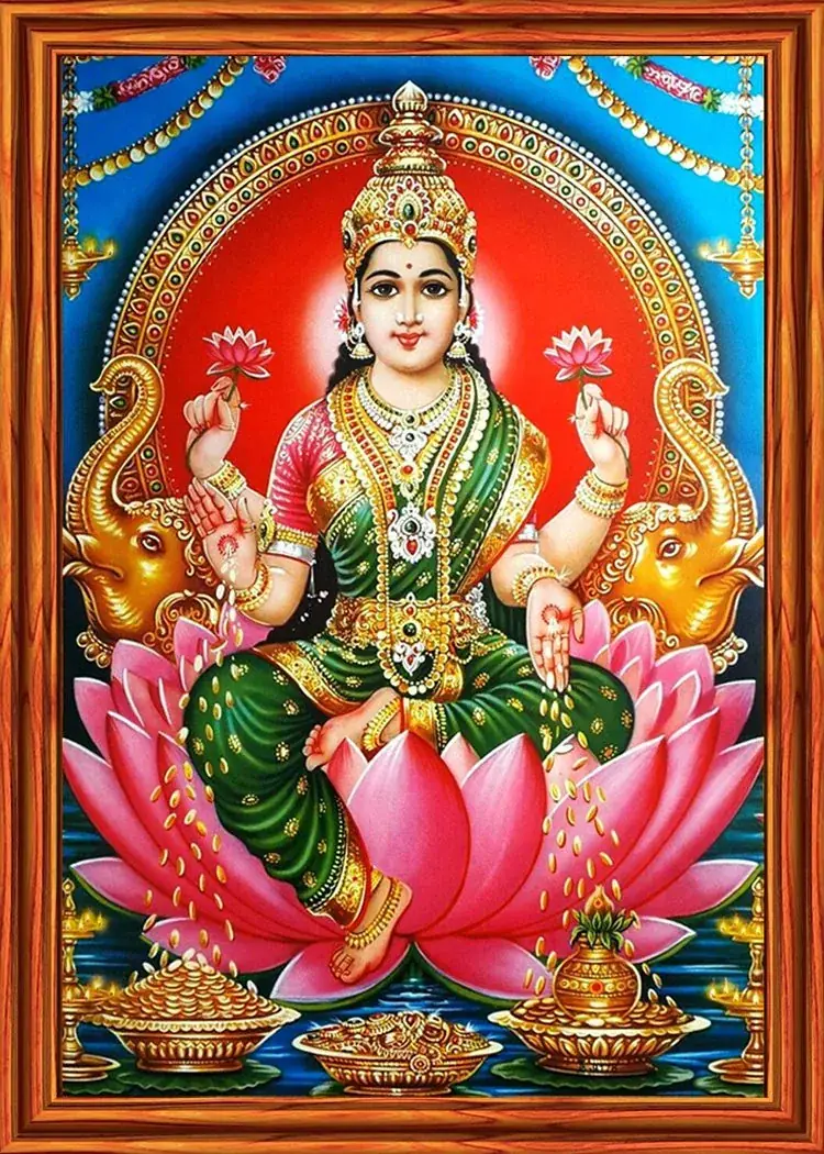 Hindu devotional artwork HIND-201, shown in a lit GRID frame
