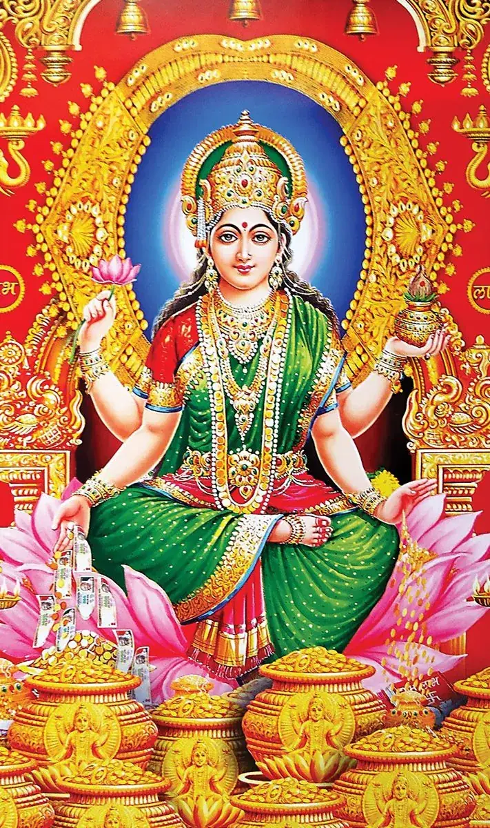 Hindu devotional artwork HIND-202, shown in a lit GRID frame