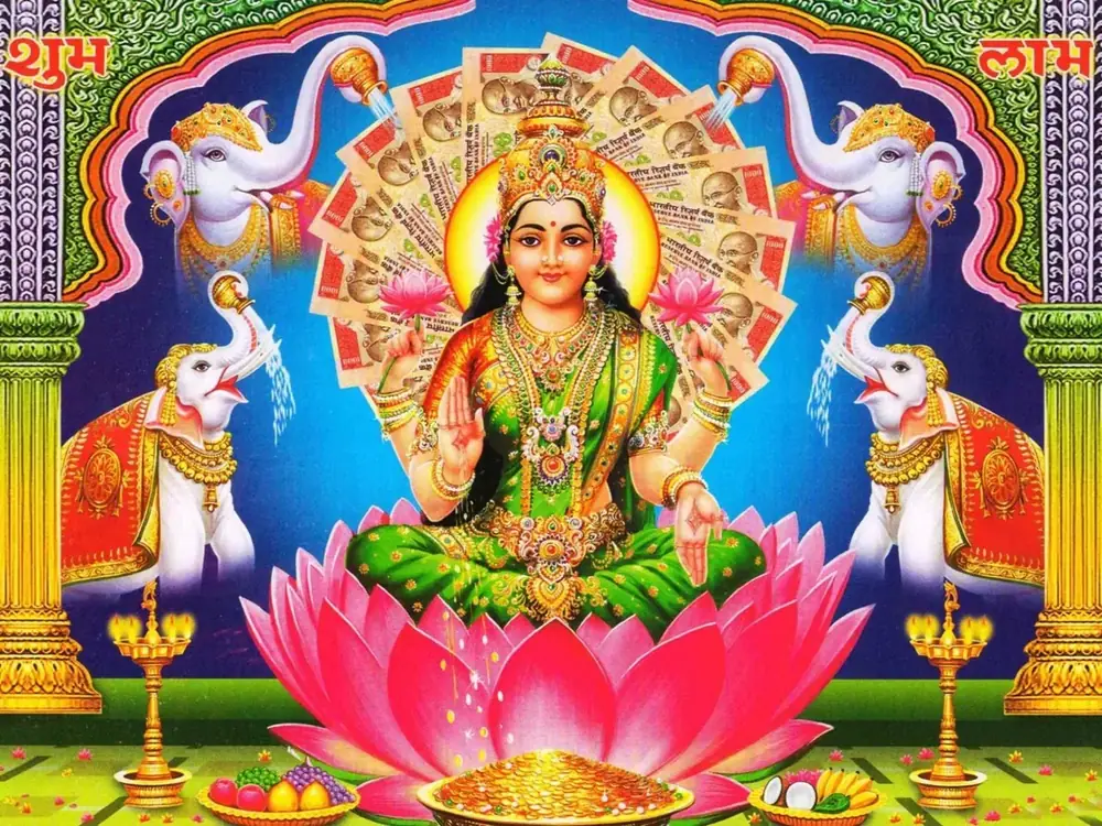 Hindu devotional artwork HIND-204, shown in a lit GRID frame