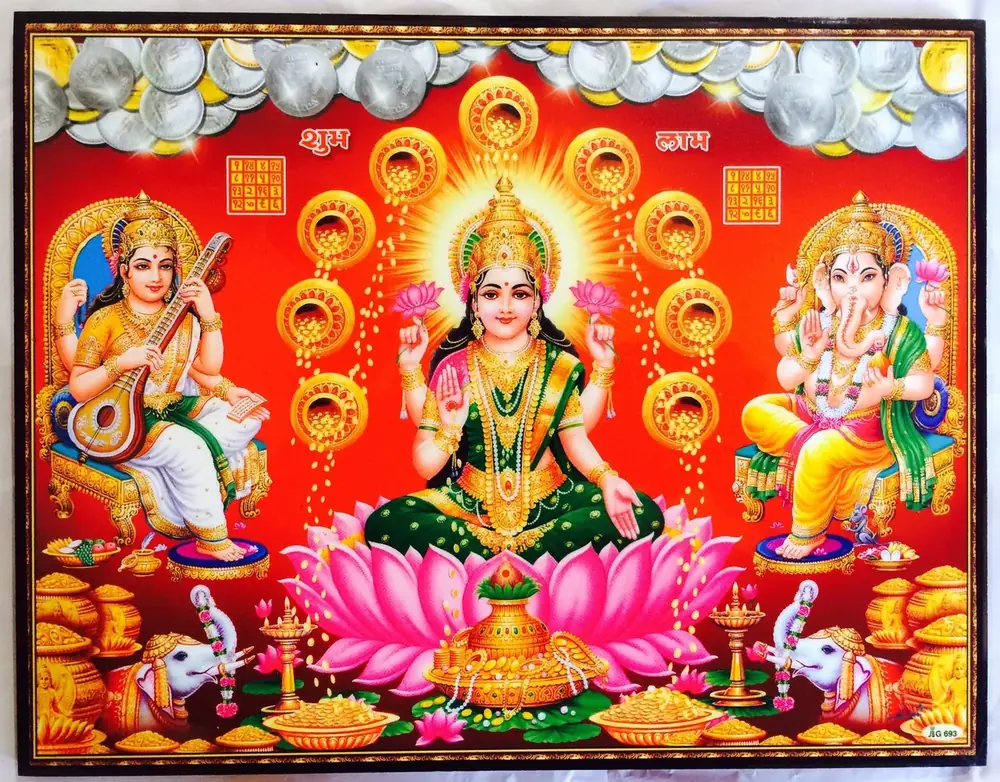 Hindu devotional artwork HIND-209, shown in a lit GRID frame