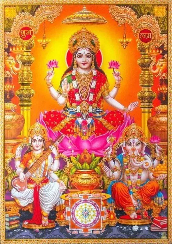 Hindu devotional artwork HIND-210, shown in a lit GRID frame