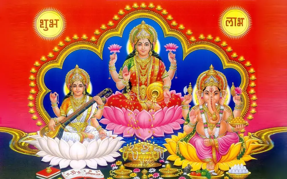 Hindu devotional artwork HIND-211, shown in a lit GRID frame