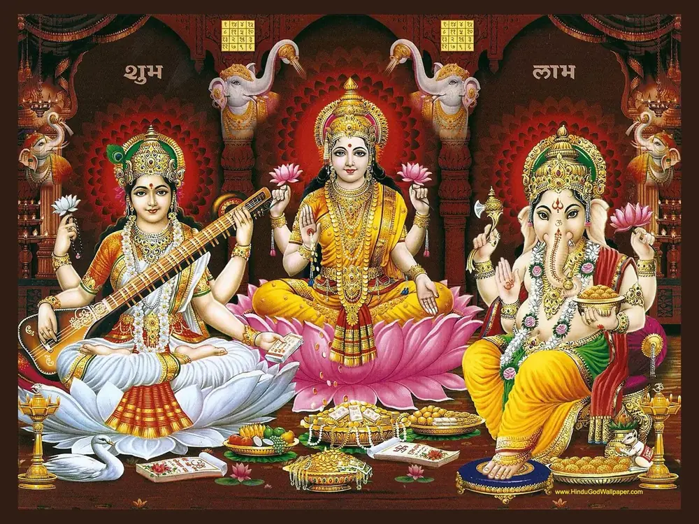 Hindu devotional artwork HIND-212, shown in a lit GRID frame