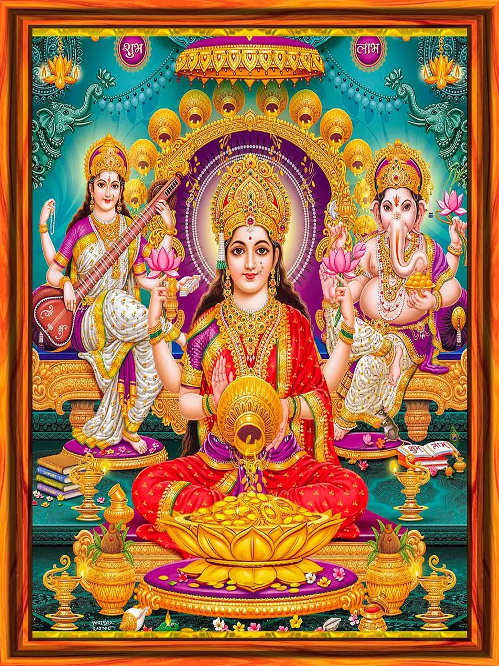 Hindu devotional artwork HIND-213, shown in a lit GRID frame
