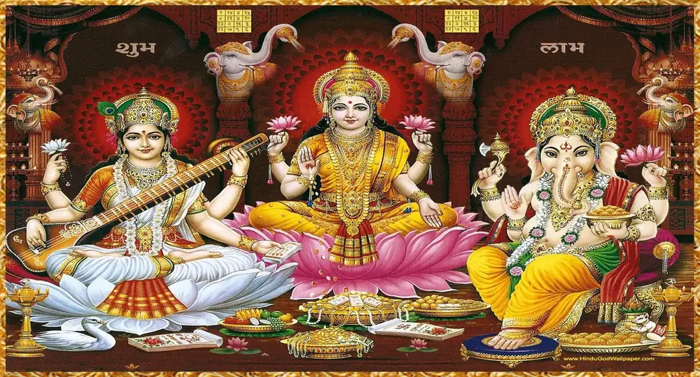 Hindu devotional artwork HIND-214, shown in a lit GRID frame
