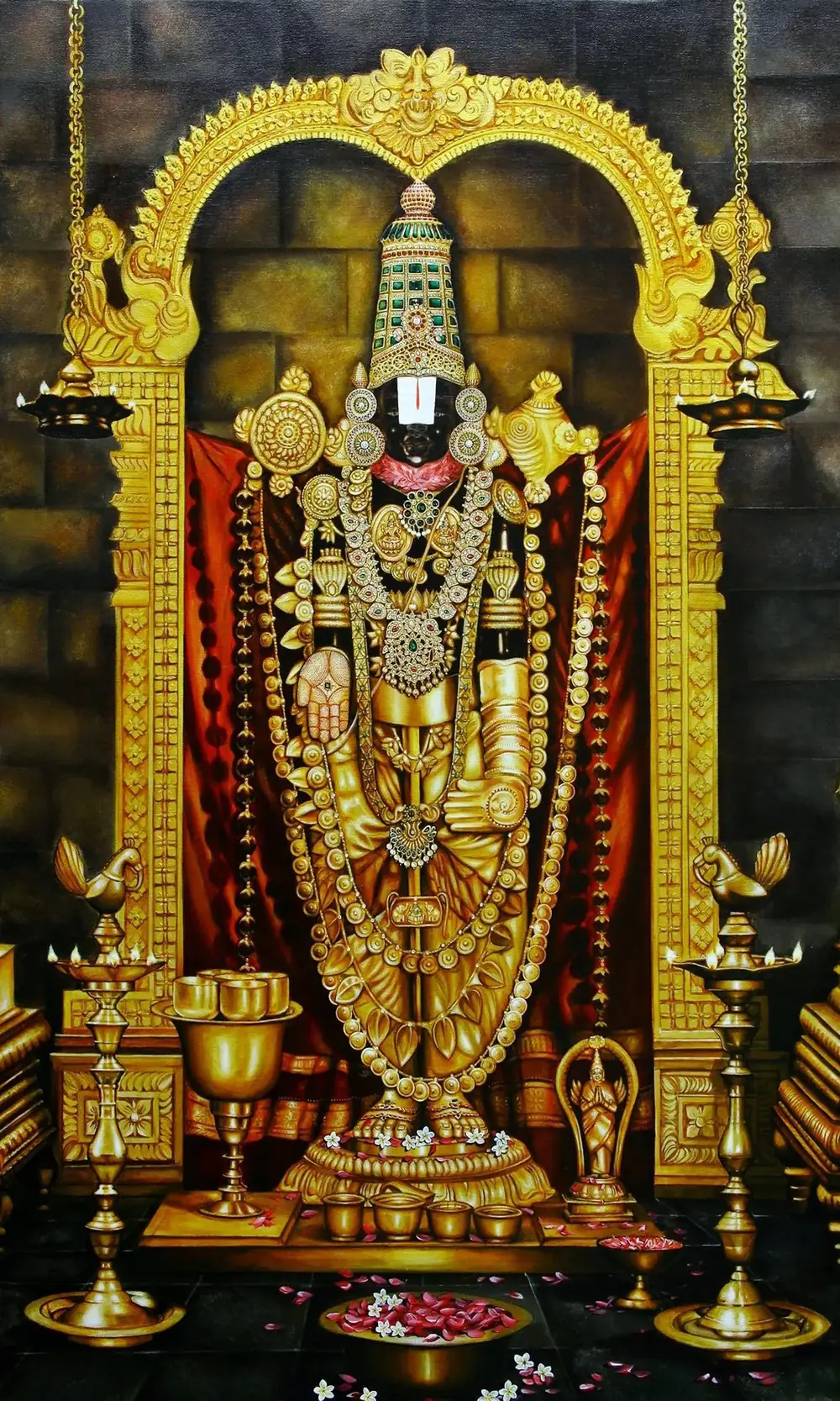 Hindu devotional artwork HIND-234, shown in a lit GRID frame