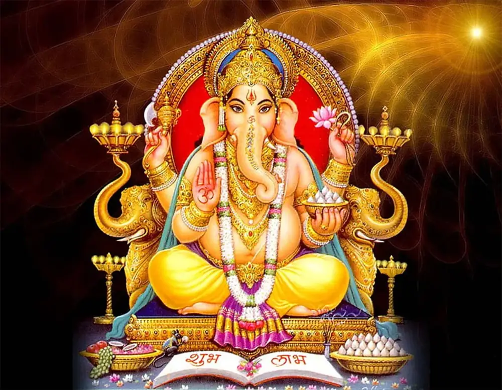 Hindu devotional artwork HIND-26, shown in a lit GRID frame