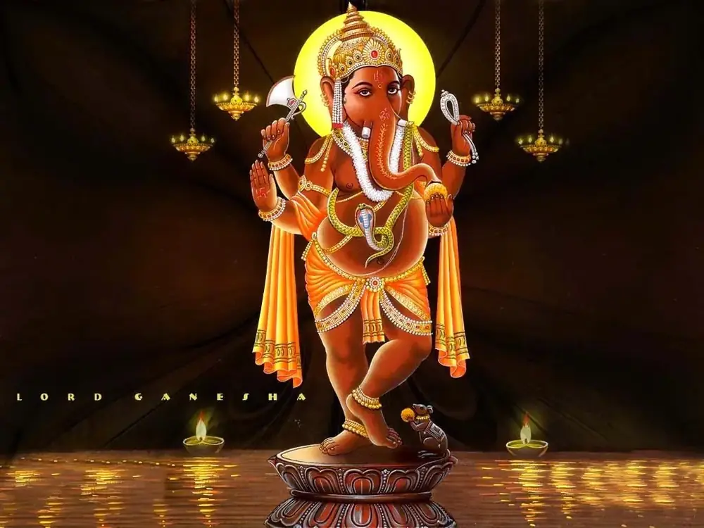Hindu devotional artwork HIND-30, shown in a lit GRID frame