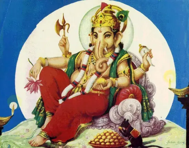 Hindu devotional artwork HIND-31, shown in a lit GRID frame