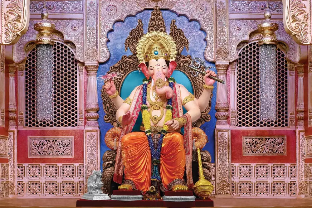 Hindu devotional artwork HIND-42, shown in a lit GRID frame