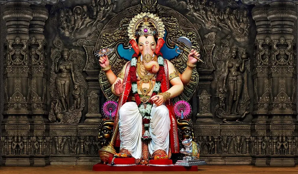 Hindu devotional artwork HIND-45, shown in a lit GRID frame