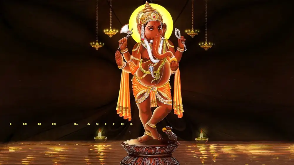 Hindu devotional artwork HIND-54, shown in a lit GRID frame