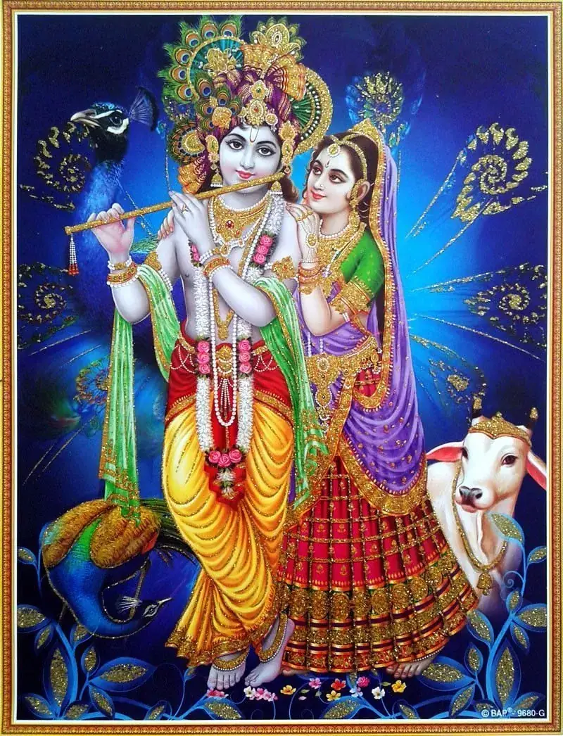 Hindu devotional artwork HIND-63, shown in a lit GRID frame
