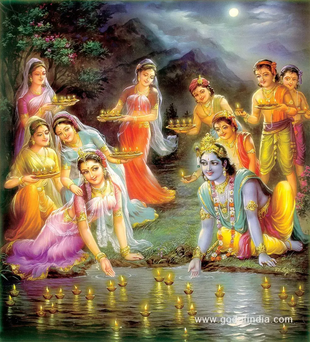 Hindu devotional artwork HIND-69, shown in a lit GRID frame