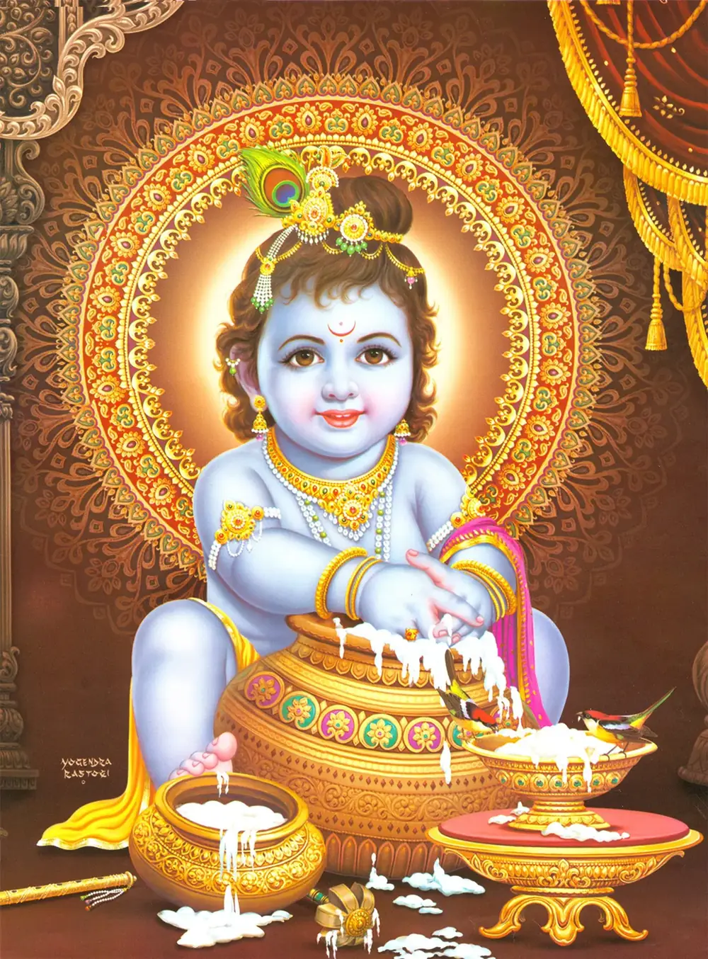 Hindu devotional artwork HIND-91, shown in a lit GRID frame
