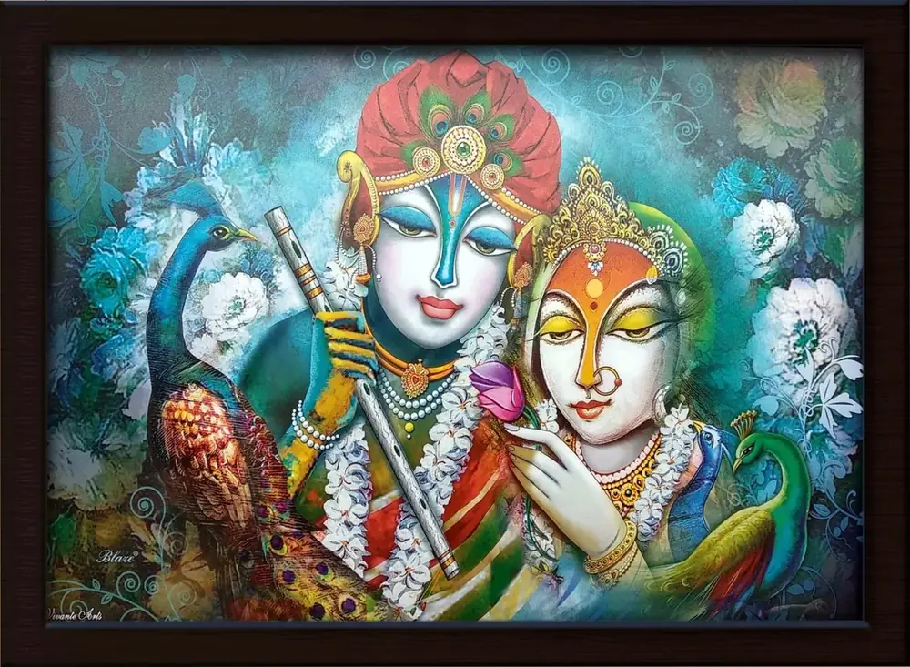 Hindu devotional artwork HIND-93, shown in a lit GRID frame