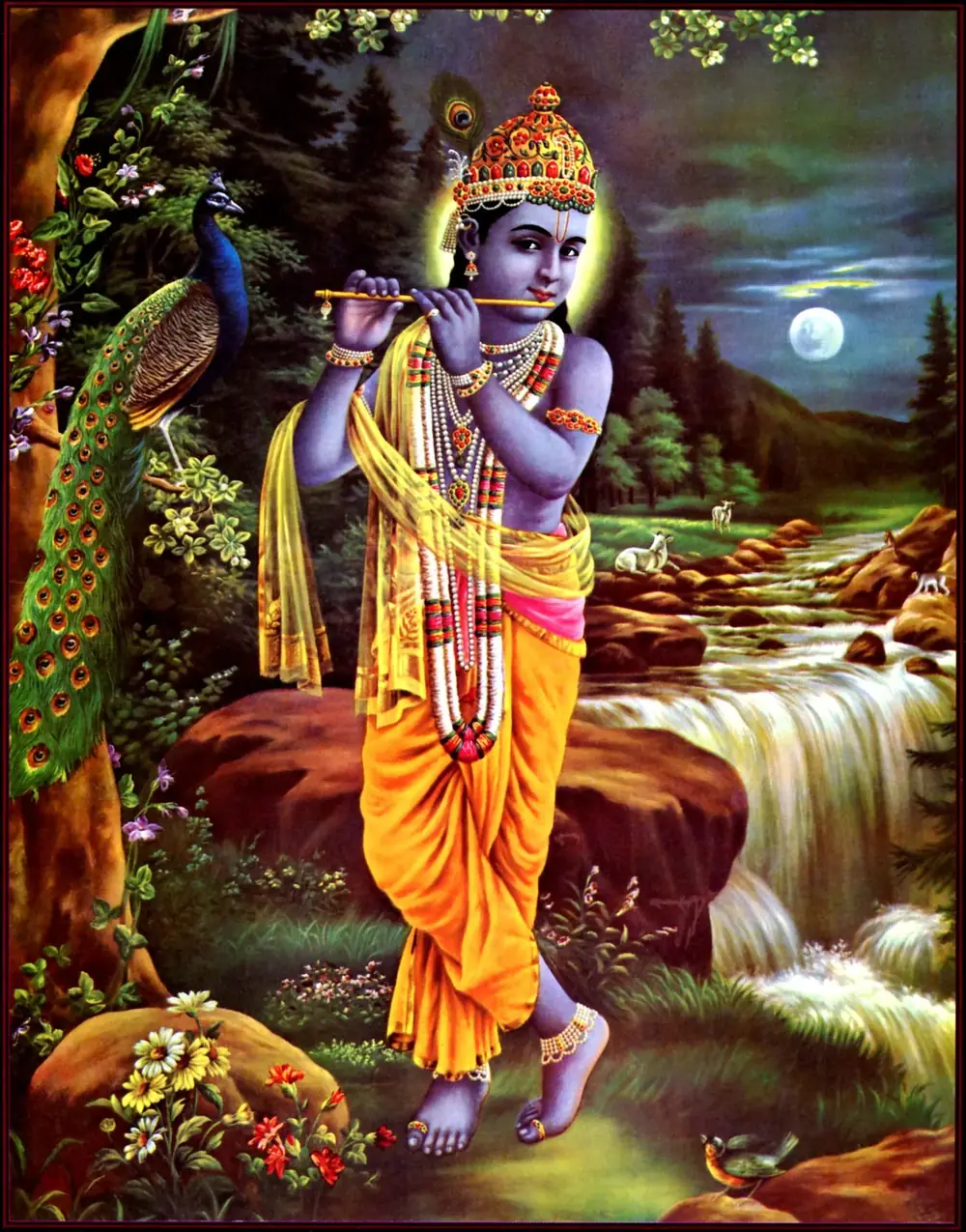 Hindu devotional artwork HIND-94, shown in a lit GRID frame